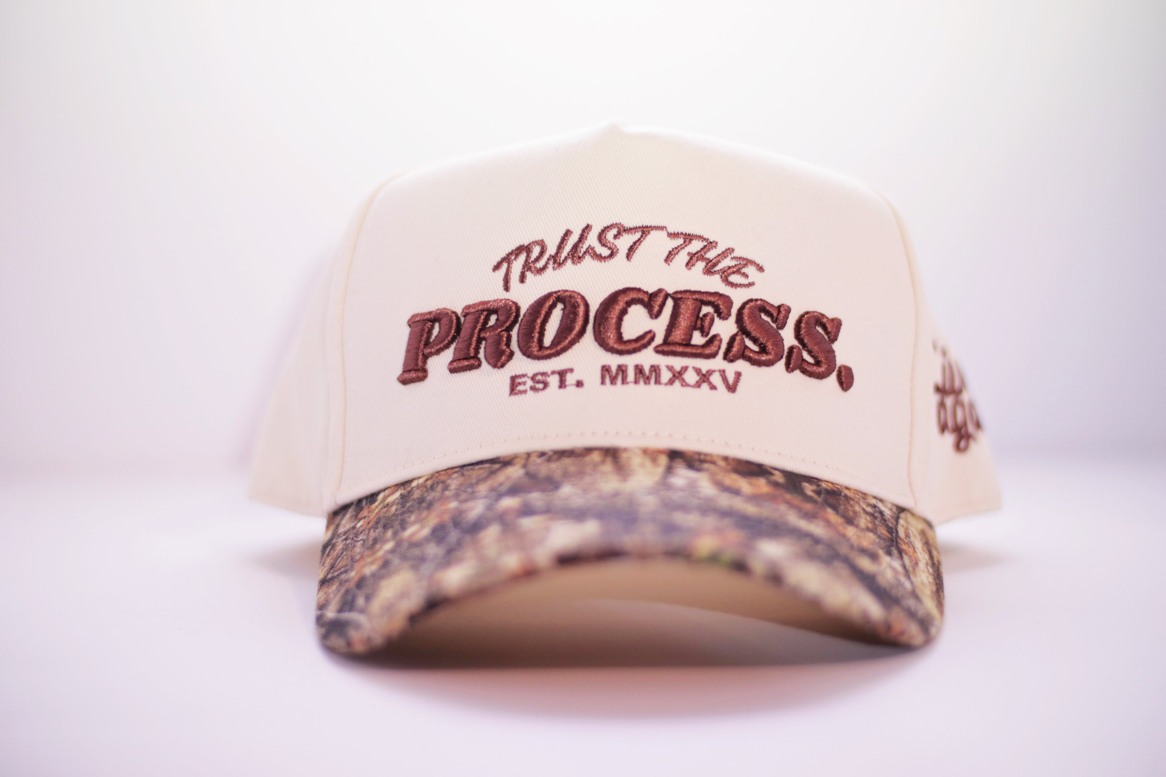 3D Embroidered Cap TRUST THE PROCESS Natural Camo - Live Again